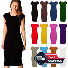 Womens Cap Sleeve Midi Dress