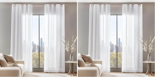 Linen sheer voile net curtains - net,