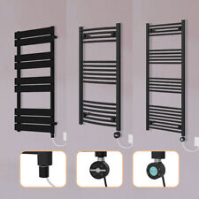 Prefilled Electric Heated Towel Rail Straight Curved Flat Panel Radiator Black