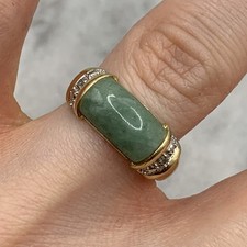 9 ct Gold Jade & Diamond Band