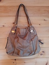 B. Makowsky Genuine Leather Slouch HOBO Shouder Bag Textured Tan
