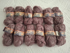 12 vintage Wendy Amalfi knitting wool yarn 12 x 25g balls 30% mohair Aubergine