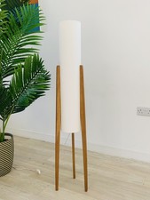 Teak Retro Off White Midcentury Rocket Floor  Lamp 60s 70s 120cm