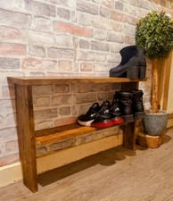 Solid Wood Rustic Shoe rack storage shelf hall bench  solid wood