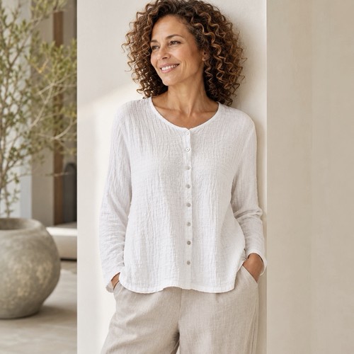 Eileen fisher cotton - cotton, white