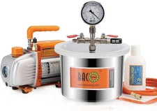 6.8L Vacuum Chamber Kit 3CFM Pump Acrylic Lid No Oil 3 Pin UK Plug Bacoeng 