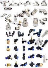 METAL PNEUMATIC PUSH IN FITTINGS HOSE TUBE WATER AIR SPEED FIT JOIN ADAPTOR TEE