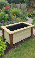 Large Wooden Decking Garden Pond/Water Feature 120cm x 70cm x 54cm