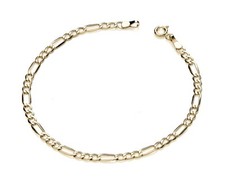9ct Gold 7.5 inch Figaro Curb Bracelet - 3mm Width - UK Hallmarked