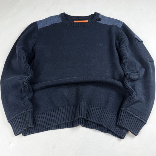 Mens navy military style knit - military,