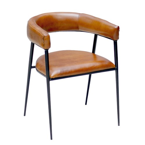 Vintage tan leather armchair - leather,