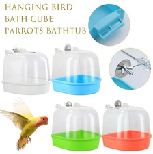 Bird Water Bath Tub For Pet Cage Hanging Bowl Parrots Parakeet Birdbath Supplies