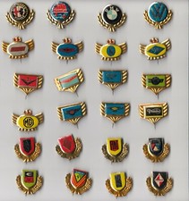 Vintage tin plate CAR LOGO pin badges 1960s Shield Bentley MG Morris Ford BMW 