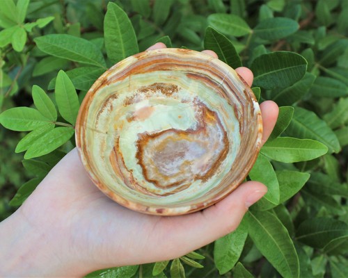 Green onyx crystal bowl large - onyx,