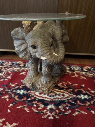 Elephant glass top side table - glass,