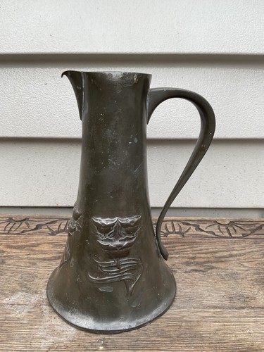 Antique art nouveau pewter jug - art,