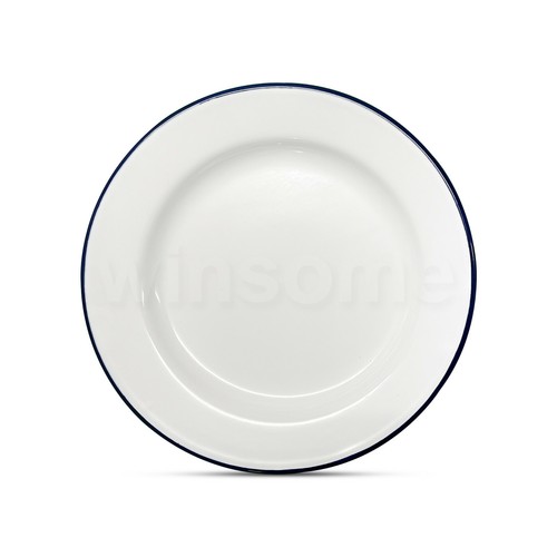 Enamel pie dinner plates white - pie,