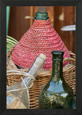 old empty wine bottles in