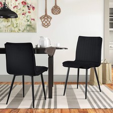 2 PCs Dining Chairs Velvet Padded Seat Metal Legs Kitchen Chair Home Office Set