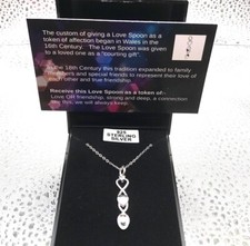 925 Sterling Silver Welsh Lovespoon Love Spoon Pendant Charm & 18" Chain