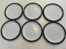 6 X Denby Greenwich Green Dinner Plates Vintage Set Stoneware Set 10.25”