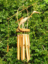 Bird Wind chime Bamboo Coconut Hanging Crane Bobbing Head Wind Chime Mobile 