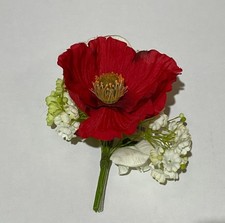 Bunch/Corsage Red Poppy & Sweet Pea Silk Flowers Pack x 12