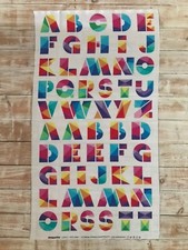 Rainbow Alphabet Fabric Quilt Panel Geometric 100% Cotton Letters Zoo Metric Kid