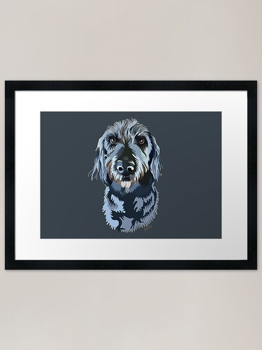 Black labradoodle framed - framed, art