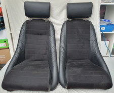 Retro Classic Car Suede and Cross Stitch Leather Bucket Seats with Headrest