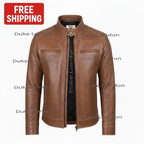 Men leather jacket - leather,