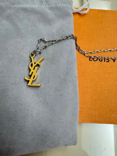 Ysl logo necklace gold - necklace,