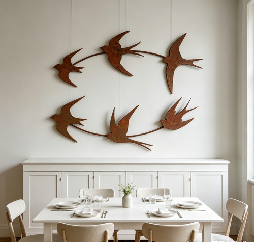 Set rusty birds flying - of,