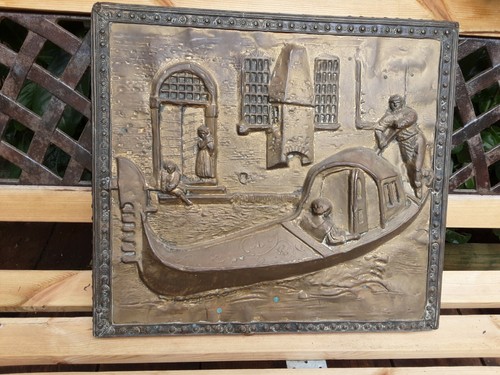 Antique brass fire - , screen