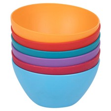 6x High-Quality Small Deep Round Reusable Solid Color Plastic Bowls
