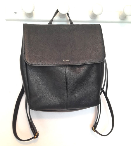 Fossil black leather backpack - fossil,