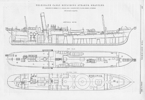 Telegraph repairing steam ship - telegraph,