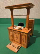 Dolls House furniture yew ornate reception desk /chair/draws  1.12th