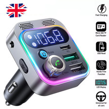 Wireless Car Bluetooth FM Transmitter 5.3 MP3 Player USB Car Charger Adapter UK