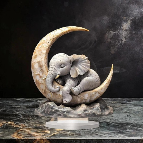 Elephant moon ornament - moon,