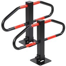 2 x Folding Driveway Security Car Parking Barrier Bollard Post Black Lock 2 Keys