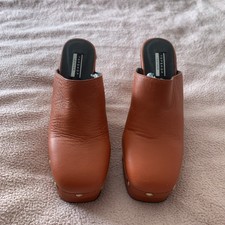 Topshop Orange Leather Clog