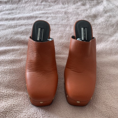 Topshop orange leather clog - topshop,