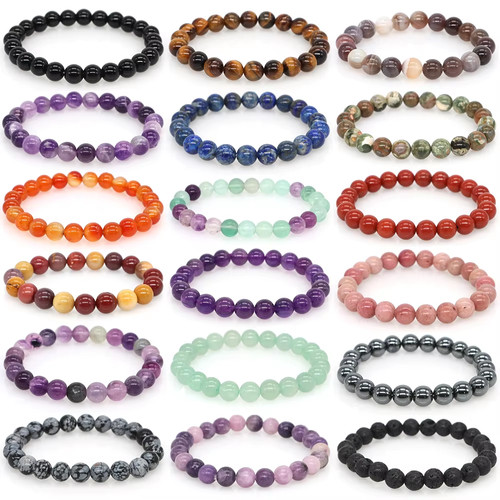 Natural stone beads bracelet - natural,