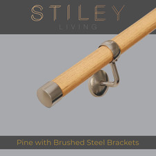 Pine stair handrail wall - stair,