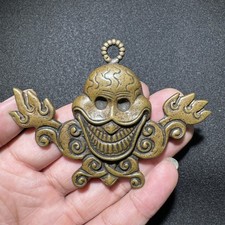 Old Tibetan Buddhism bronze Skeleton Devil Skull statue Exorcism amulet Pendant