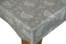 Fryetts Scandi Narvik Birds Grey Cotton PVC WIPE CLEAN Tablecloth Oilcloth