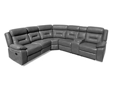 Brand New Grey Leather Recliner Corner Sofa With 3 Recliners & FREE DELIVERY