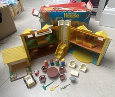 Vintage Fisher Price Play Family House 1970’s Toy House + Box