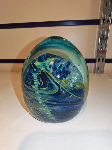 Large signed mdina glass blue - signed,